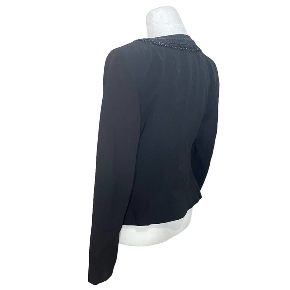 DKNY Embellished Black Lace Trim Wool Blend Blazer Jacket Women's Size 2 Event - Picture 10 of 16